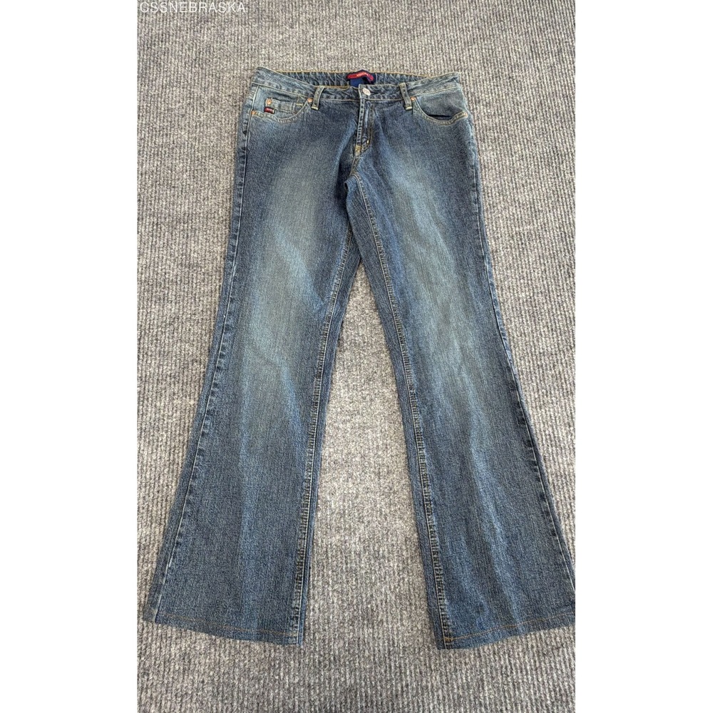 BCBG Max Azria Blue Women's Bootcut Jeans Faded Low Mid Rise Vintage - Size 8
